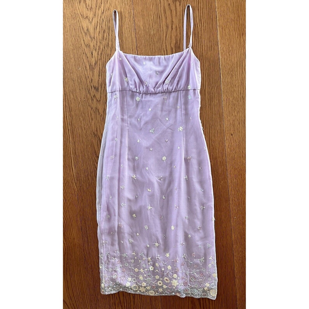 Favourbrook Violet 100% Silk Womens Purple Beaded Dress US size‎ 2